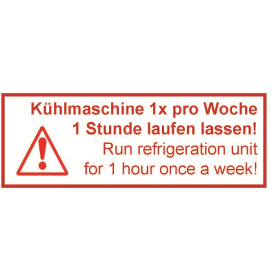 Aufkleber Kühlmaschine 1 mal Woche Kiesling 