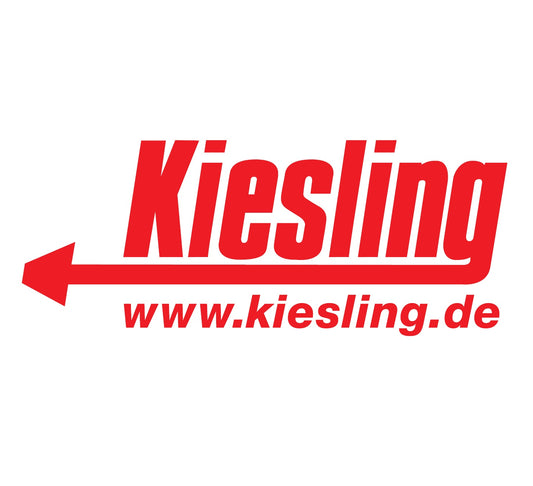 rotes Logo Kiesling mit Pfeil und www.kiesling.de