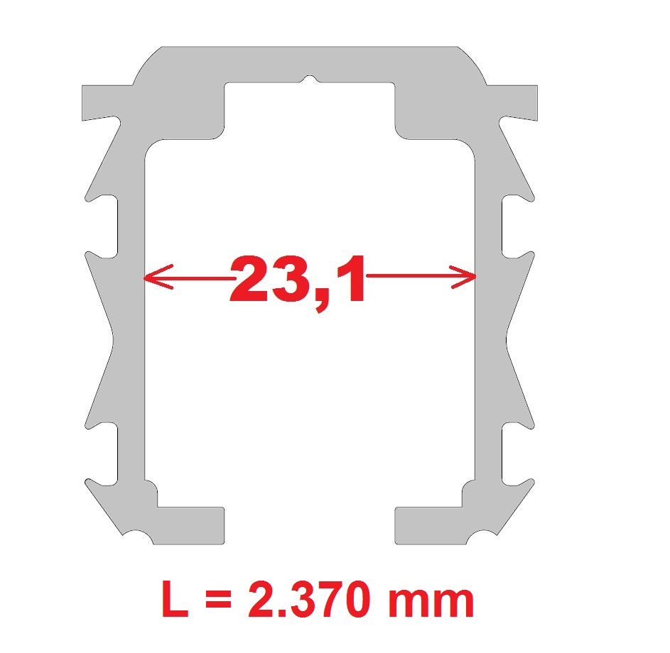 Laufschiene quer für Kältevorhang und Cool Slide, Länge: 2370 mm