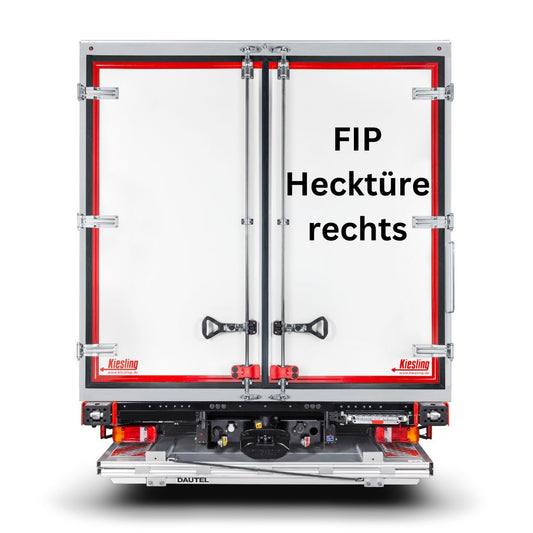 Heckansicht mit zwei Hecktüren eines Kühlfahrzeuges